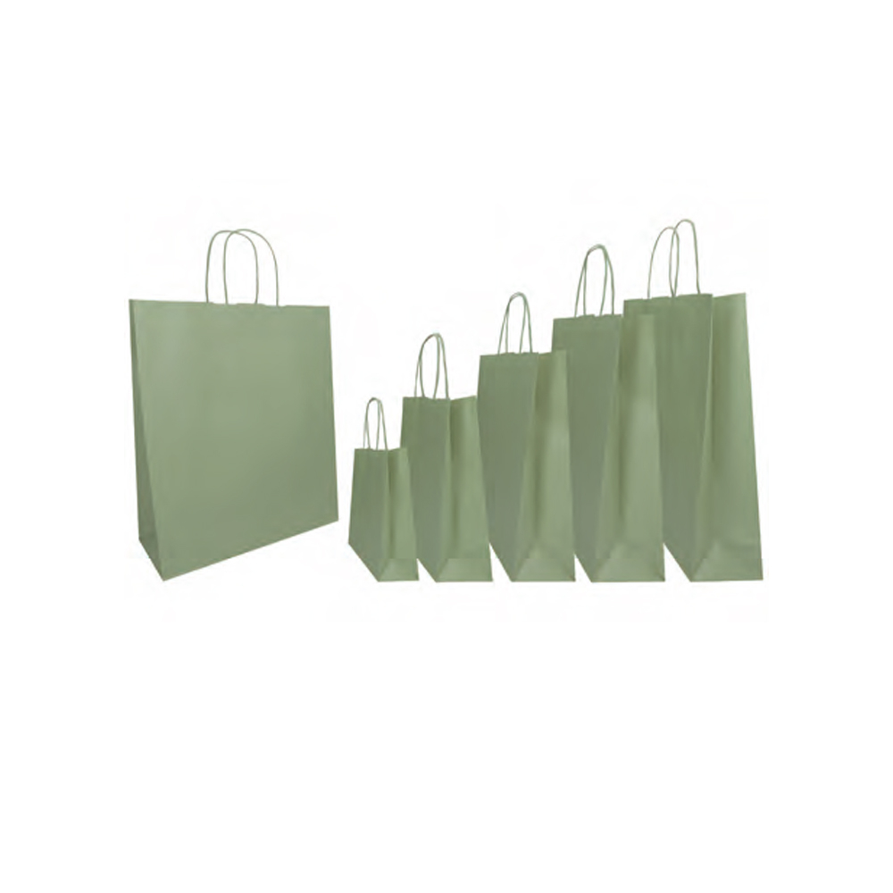 Buste shopper in carta salvia. Incartare