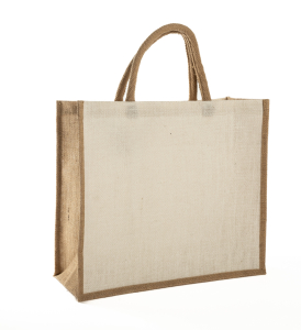 Shopping bag in juta con manici in cotone