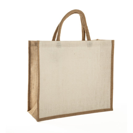 Shopping bag in juta con manici in cotone