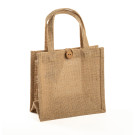 Shopper in juta avana con bottone