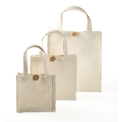 Shopper in Juta Bianca con Bottone