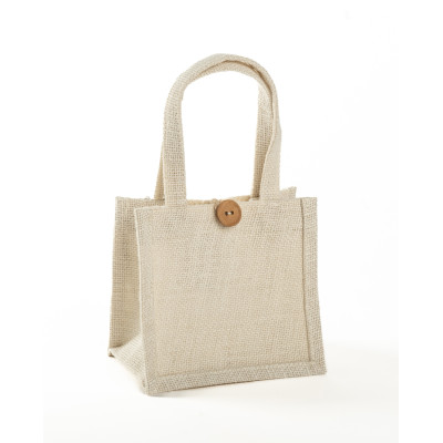 Shopper in Juta Bianca con Bottone 2