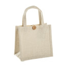 Shopper in juta con bottone bianco