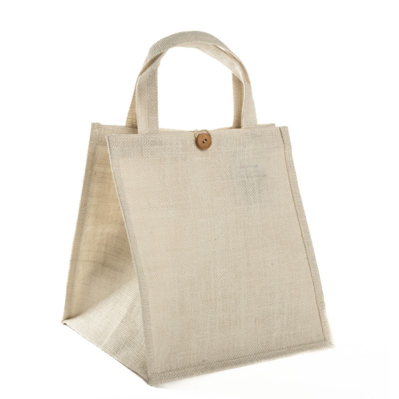 Shopper in Juta Bianca con Bottone