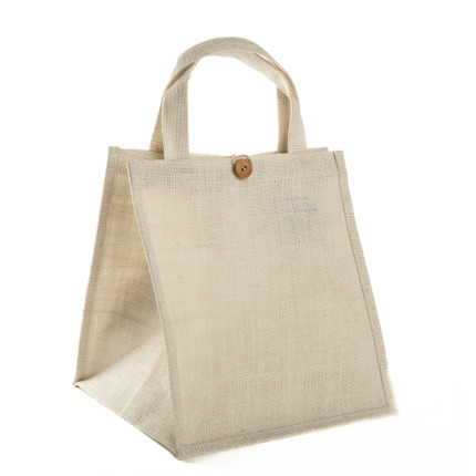 Shopper in Juta Bianca con Bottone Shopper in Juta Bianca con Bottone