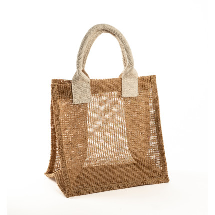 Shopper in juta a rete con manici in cotone