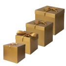 Scatole oro con coperchio e nastro in raso