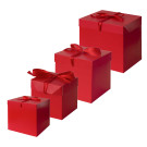 Scatole con coperchio rosse e fiocco in raso