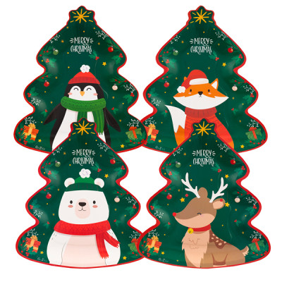 Piatti sagomati Santa's friends in confezione da 8 pezzi