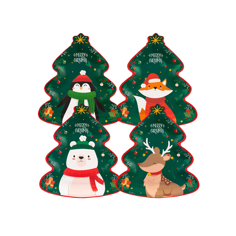 Piatti sagomati Santa's friends in confezione da 8 pezzi