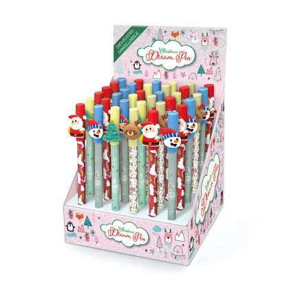 Penna Gel Cancellabile Natalizia Colourbook - Con Pon-Pon E Personaggio 3D (Babbo Natale), Gomma Semisferica, Inchiostro Blu