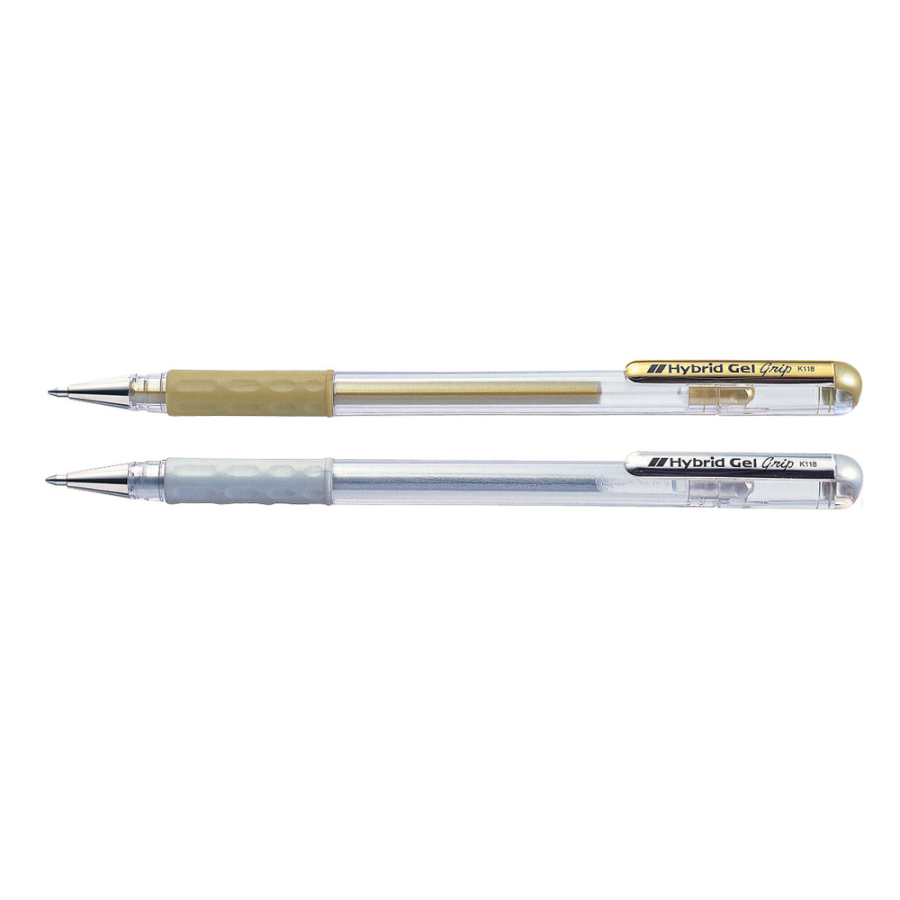 Penna hybrid gel metallic, oro e argento