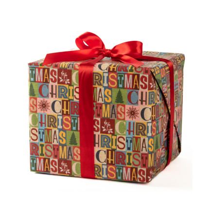 Carta da regalo con scritte Christmas in confezione da 25 fogli