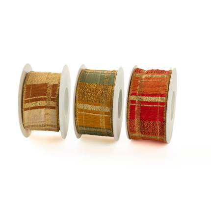 Nastro in tessuto scozzese lurex oro
