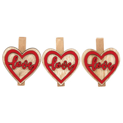 Mollette cuore con scritta love (9 pezzi)