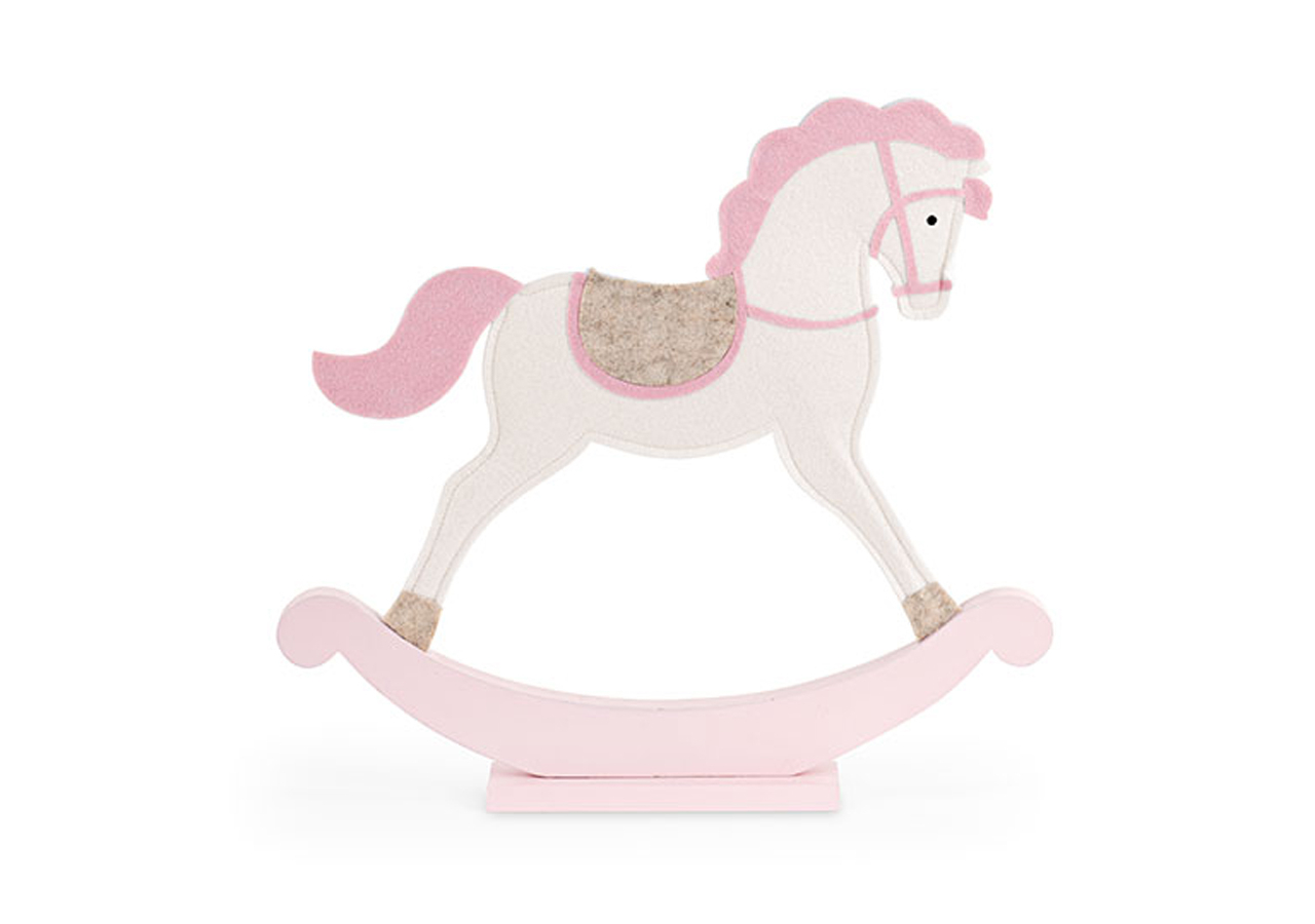 cavallino dondolo rosa in feltro