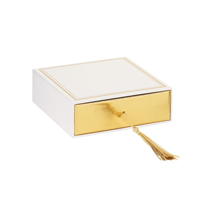 Scatola con cassettino oro e nappa