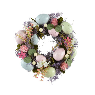 Corona pasquale con ovetti rosa