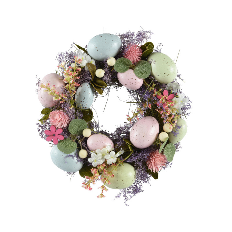 Corona pasquale con ovetti rosa