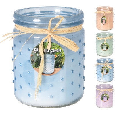 Vaso in vetro con citronella:Incartare
