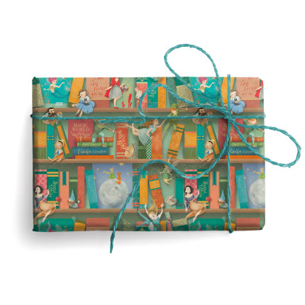 Foglio carta da regalo con personaggi delle fiabe