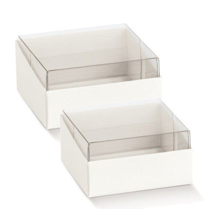 Scatola Duo in PVC Trasparente con Cartoncino in Fibra Bianco Scatola Duo in PVC Trasparente con Cartoncino in Fibra Bianco
