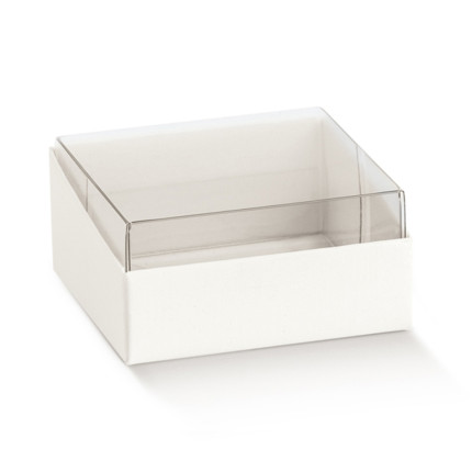 Scatola Duo in PVC Trasparente con Cartoncino in Fibra Bianco Scatola Duo in PVC Trasparente con Cartoncino in Fibra Bianco