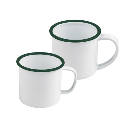 Tazza smaltata bordo verde