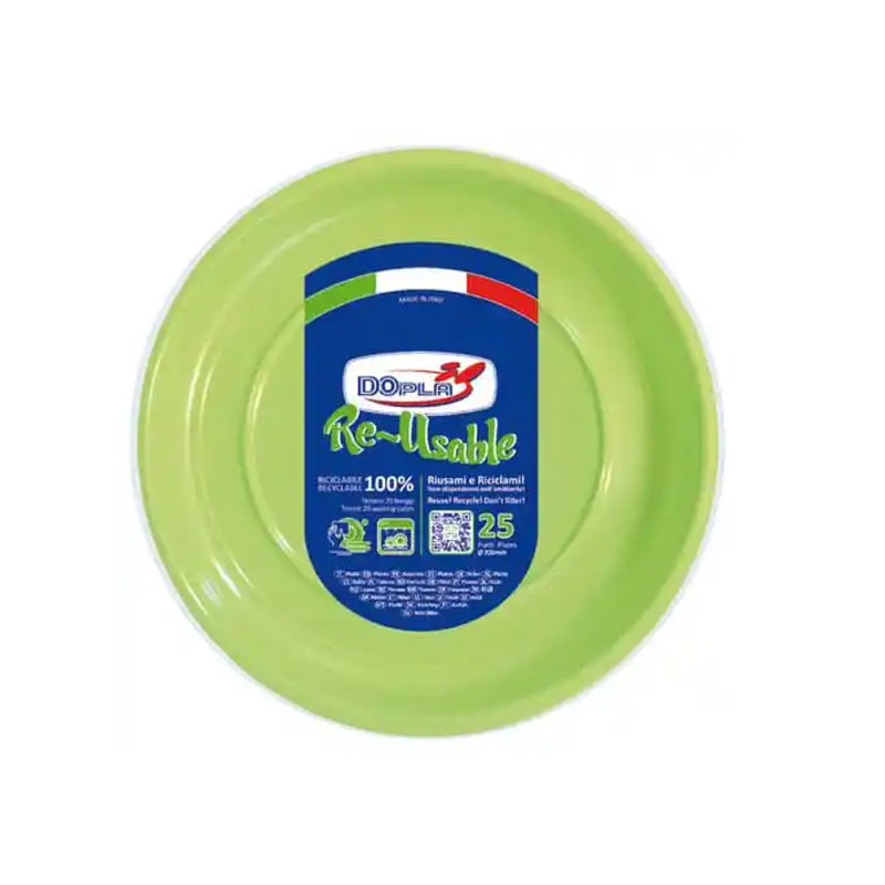 Piatti Piani in Plastica Colorati Riutilizzabili (25 Pezzi)