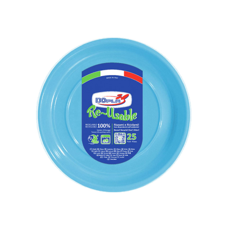Piatti Piani in Plastica Colorati Riutilizzabili (25 Pezzi)