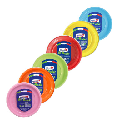 Piatti frutta in plastica colorati riutilizzabili (25 pezzi)