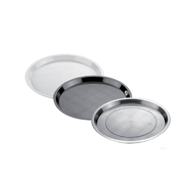 Vassoio in plastica tondo bianco nero e argento. 4€ - singolo pezzo