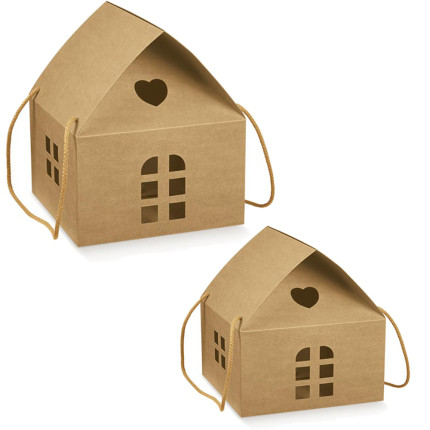 Scatola Casetta con cordini avana Scatola Casetta con cordini avana