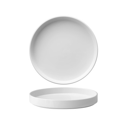 Piatto piano Oslo in porcellana 20CM con bordi alti - Vendita Ingrosso Piatto piano Oslo in porcellana 20CM con bordi alti - Vendita Ingrosso