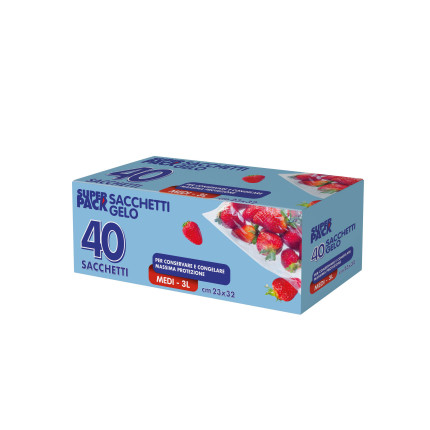Sacchetti gelo in rotolo con laccetti 3LT (40 pezzi) Sacchetti gelo in rotolo con laccetti 3LT (40 pezzi)