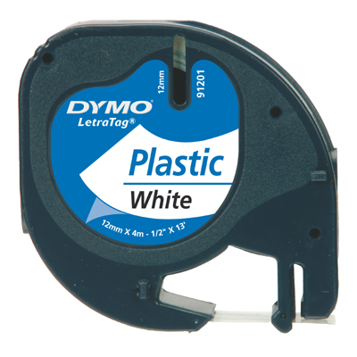 Nastro dymo plastica bianco 12MMx4MT