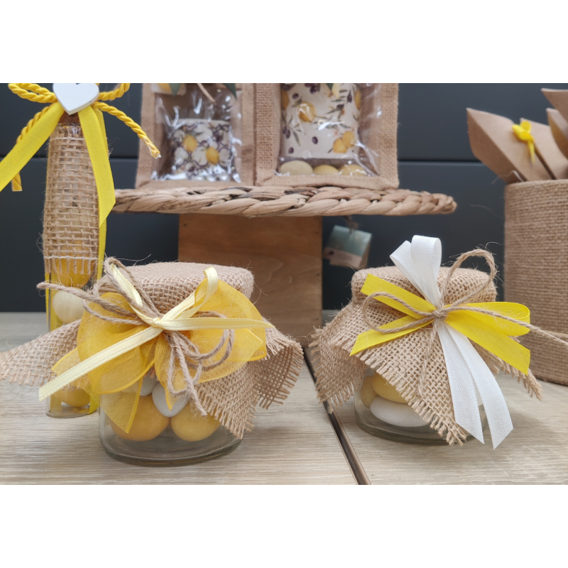 Fazzoletto portaconfetti in juta sfrangiato