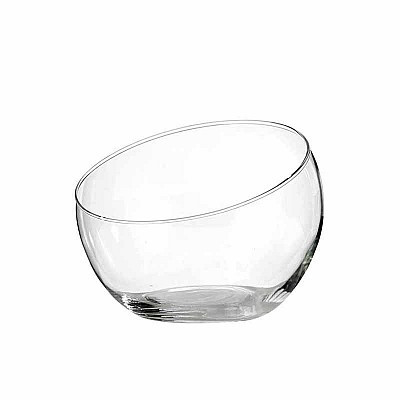 Bowl in Vetro Trasparente Taglio Obliquo 16x12CM | Vendita Ingrosso