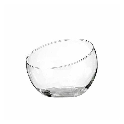 Bowl in Vetro Trasparente Taglio Obliquo 16x12CM | Vendita Ingrosso Bowl in Vetro Trasparente Taglio Obliquo 16x12CM | Vendita Ingrosso