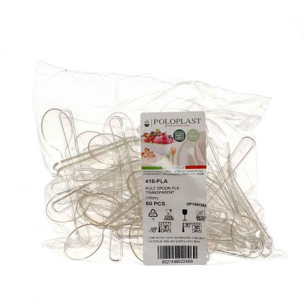 Cucchiaini trasparenti compostabili - 10CM (50 pezzi)