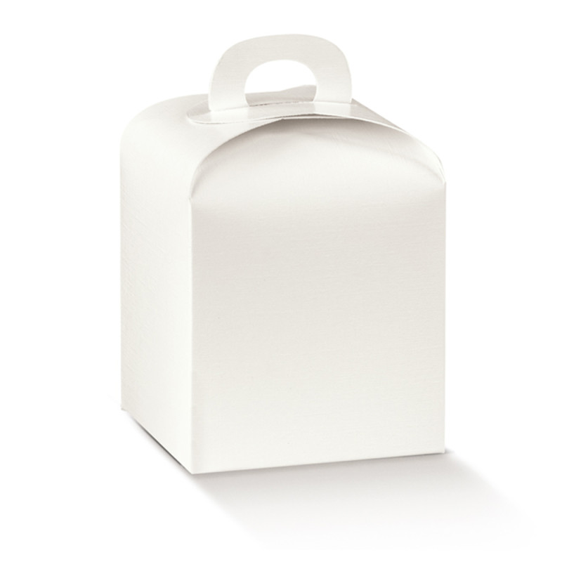 Scatola per mini panettone con manico 100Gr bianco