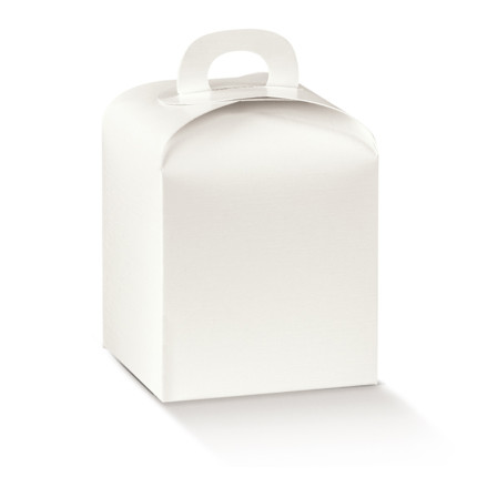 Scatola per mini panettone con manico 100Gr bianco Scatola per mini panettone con manico 100Gr bianco