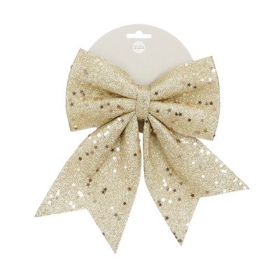 Fiocco decorativo champagne con stelline oro
