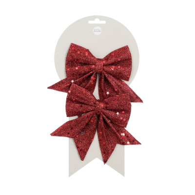 Fiocco decorativo rosso con stelline (2 pezzi)