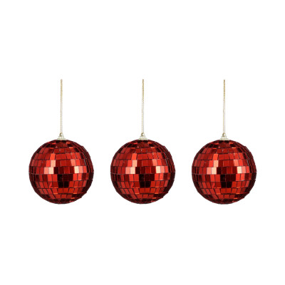 Sfere a specchio rosse 8cm (3 pezzi)