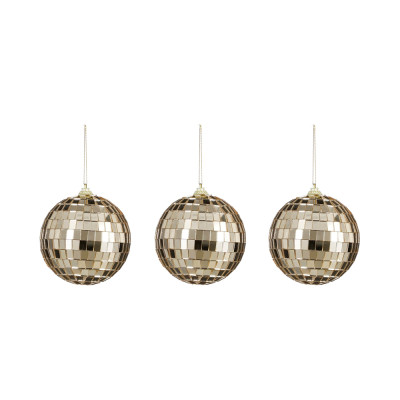 Sfere a specchio color champagne 8cm (3 pezzi)