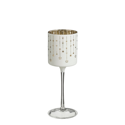Calice hurricane bianco con stelline oro 20cm