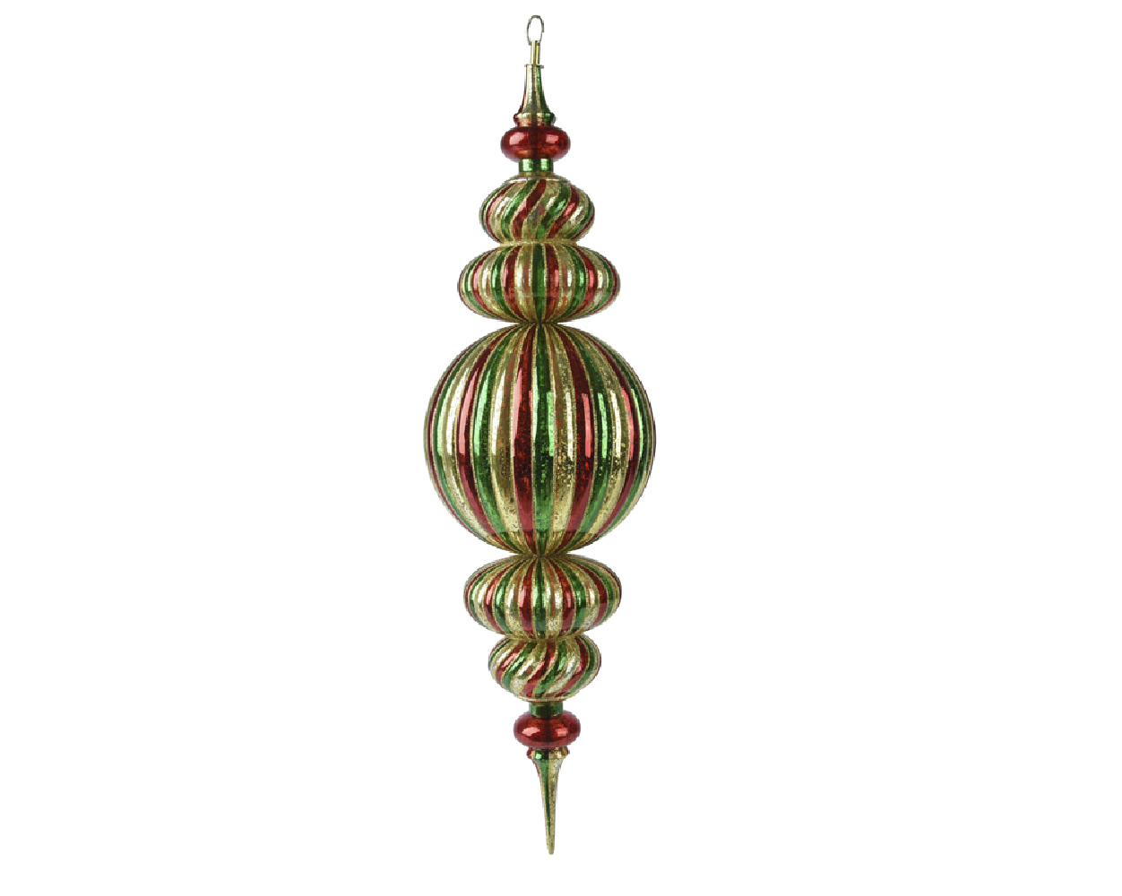 Ornamento pendente natalizio rosso verde oro