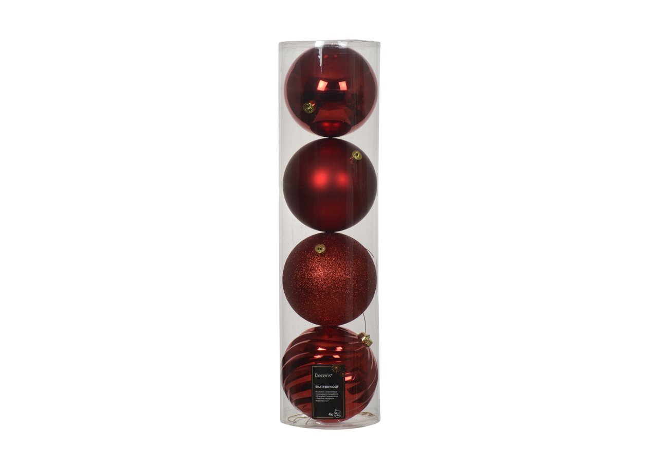Pallina in velluto colore rosso con decori oro per albero di Natale