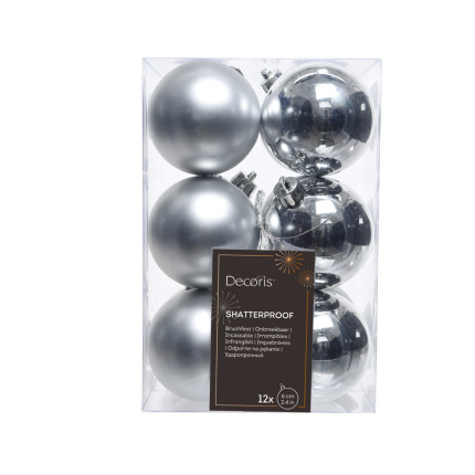 12 Palline Di Natale Infrangibili In Plastica 6 Cm | Decorazioni Per Albero Con Gancio, Colore Blu